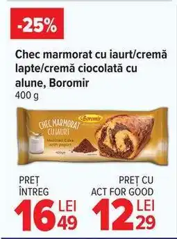 Carrefour Chec marmorat cu iaurt/cremă lapte/cremă ciocolată cu alune, Boromir Ofertă