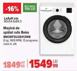 Carrefour Mașină de spălat rufe Beko BM3WFSU38413WB Ofertă