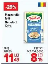 Carrefour Mozzarella felii Napolact 100 g Ofertă