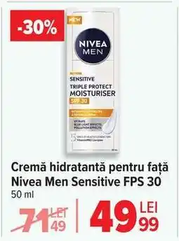 Carrefour Cremă hidratantă pentru față Nivea Men Sensitive FPS 30 Ofertă
