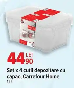 Carrefour Set x 4 cutii depozitare cu capac, Carrefour Home Ofertă