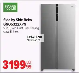 Carrefour Side by Side Beko GNO5322XPN Ofertă
