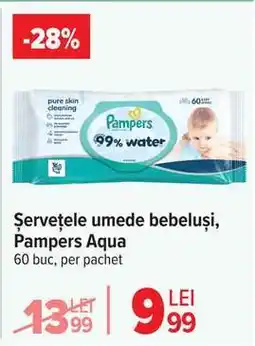 Carrefour Șervețele umede bebeluși, Pampers Aqua Ofertă
