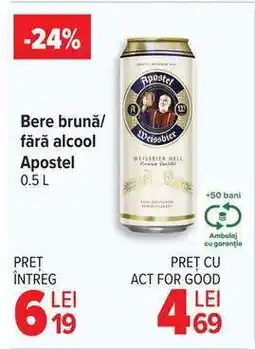 Carrefour Bere brună/fără alcool Apostel 0.5 L Ofertă