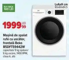 Carrefour Mașină de spălat rufe cu uscător frontală Beko B5DFT59442W Ofertă
