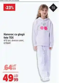 Carrefour Hanorac cu glugă fete TEX Ofertă