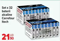 Carrefour Set x 32 baterii alcaline Carrefour Itech Ofertă