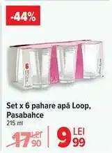Carrefour Set x 6 pahare apă Loop, Pasabahce Ofertă