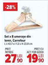 Carrefour Set x 8 umerașe din lemn, Carrefour Ofertă