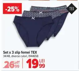 Carrefour Set x 3 slip femei TEX Ofertă