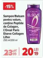 Carrefour Șampon/Balsam pentru volum, conține Peptide de Colagen, L'Oreal Paris Elseve Collagen Lifter Ofertă