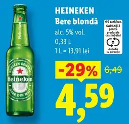 Lidl HEINEKEN Bere blondǎ Ofertă
