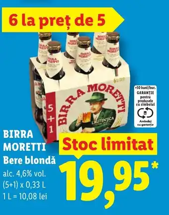 Lidl BIRRA MORETTI Bere blondǎ Ofertă