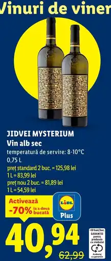 Lidl JIDVEI MYSTERIUM Vin alb sec Ofertă