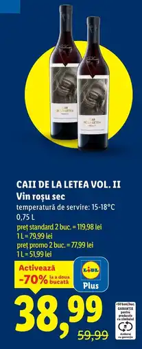 Lidl CAII DE LA LETEA VOL. II Vin roşu sec Ofertă
