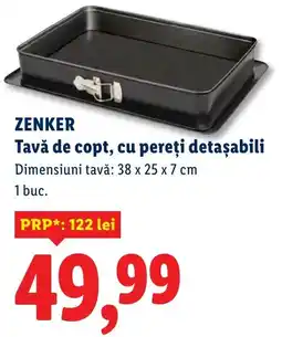 Lidl ZENKER Tavă de copt, cu pereți detaşabili Ofertă