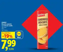 Lidl SONDEY Biscuiți sandwich cu cremă de vanilie Ofertă