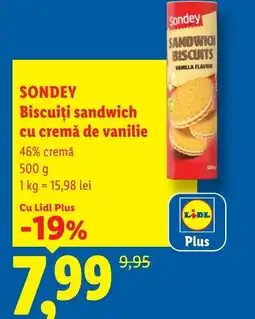 Lidl SONDEY Biscuiți sandwich cu cremă de vanilie Ofertă
