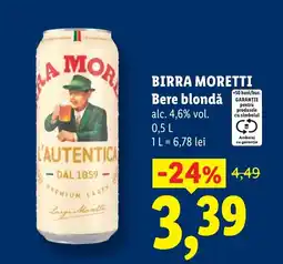 Lidl BIRRA MORETTI Bere blondă Ofertă