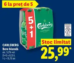 Lidl CARLSBERG Bere blondǎ Ofertă