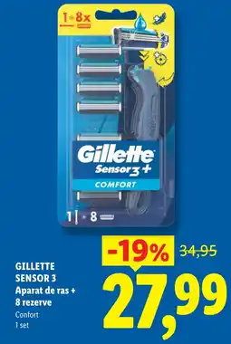 Lidl GILLETTE SENSOR 3 Aparat de ras +8 rezerve Ofertă