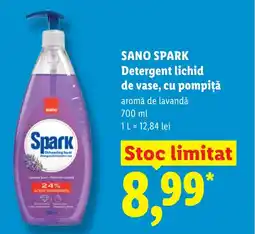 Lidl SANO SPARK Detergent lichid de vase, cu pompiță Ofertă