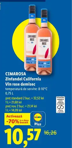 Lidl CIMAROSA Zinfandel California Vin rose demisec Ofertă