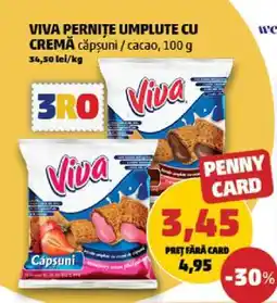 Penny VIVA PERNIȚE UMPLUTE CU CREMĂ căpșuni / cacao, 100 g Ofertă