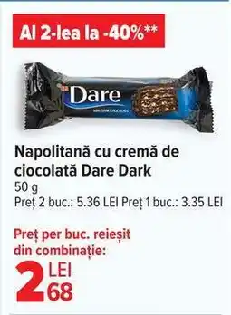 Carrefour Napolitană cu cremă de ciocolată Dare Dark Ofertă