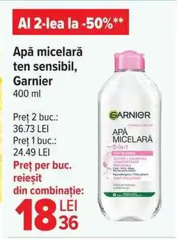 Carrefour Apă micelară ten sensibil, Garnier 400 ml Ofertă