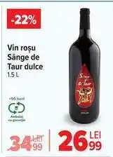 Carrefour Vin roșu Sânge de Taur dulce Ofertă