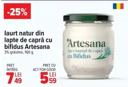 Carrefour Iaurt natur din lapte de capră cu bifidus Artesana Ofertă