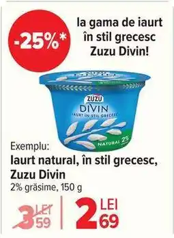 Carrefour Iaurt natural, în stil grecesc, Zuzu Divin Ofertă
