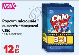 Carrefour Popcorn microunde cu sare/unt/cașcaval Chio Ofertă