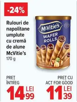 Carrefour Rulouri de napolitane umplute cu cremă de alune McVitie’s Ofertă