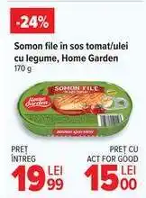 Carrefour Somon file în sos tomat/ulei cu legume, Home Garden Ofertă