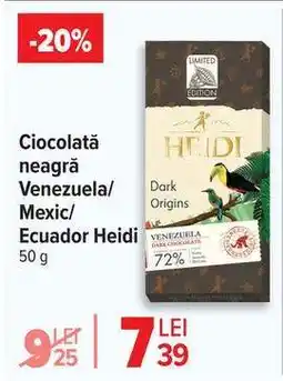 Carrefour Ciocolată neagră Venezuela/Mexic/Ecuador Heidi Ofertă