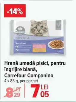 Carrefour Hrană umedă pisici, pentru îngrijire blană, Carrefour Companino Ofertă