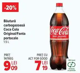 Carrefour Băutură carbogazoasă Coca Cola Original/Fanta portocale 1.5 L Ofertă