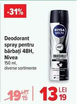 Carrefour Deodorant spray pentru bărbați 48H, Nivea Ofertă