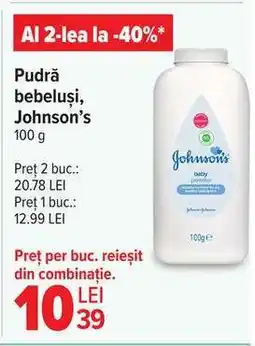 Carrefour Pudră bebeluși, Johnson’s 100 g Ofertă