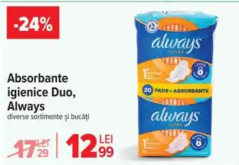 Carrefour Absorbante igienice Duo, Always Ofertă
