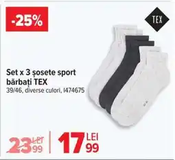 Carrefour Set x 3 șosete sport, bărbați, TEX Ofertă