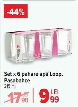 Carrefour Set x 6 pahare apă Loop, Pasabahce Ofertă