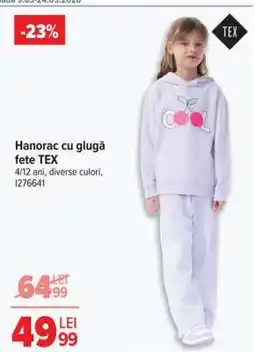 Carrefour Hanorac cu glugă fete TEX Ofertă
