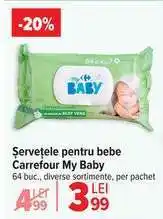 Carrefour Șervețele pentru bebe Carrefour My Baby Ofertă