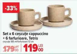 Carrefour Set x 6 ceșcuțe cappuccino + 6 farfurioare, Tetris Ofertă