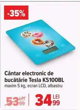 Carrefour Cântar electronic de bucătărie Tesla KS100BL Ofertă