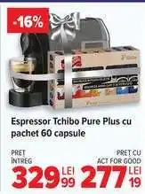 Carrefour Espressor Tchibo Pure Plus cu pachet 60 capsule Ofertă