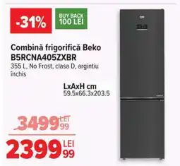 Carrefour Combină frigorifică Beko B5RCNA405ZXBR Ofertă